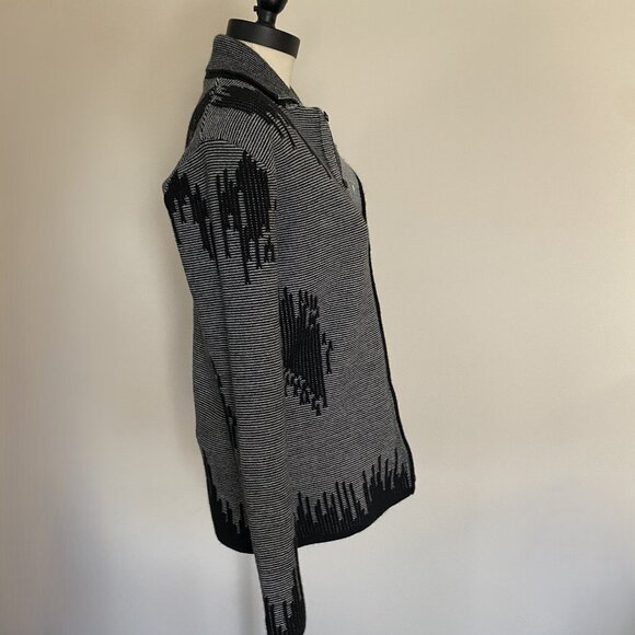 EUC MCR MODACRISE Button Down Black Wool Blend Sweater Knit Cardigan/Jacket sz M - Picture 5 of 9